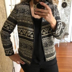Black and Cream Tapestry Blazer Jacket Sz L